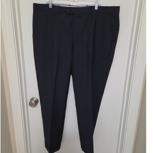 Gala Zahner's Men Navy Pure New Wool Cuffed Dress Pants 42x30 Made in Canada